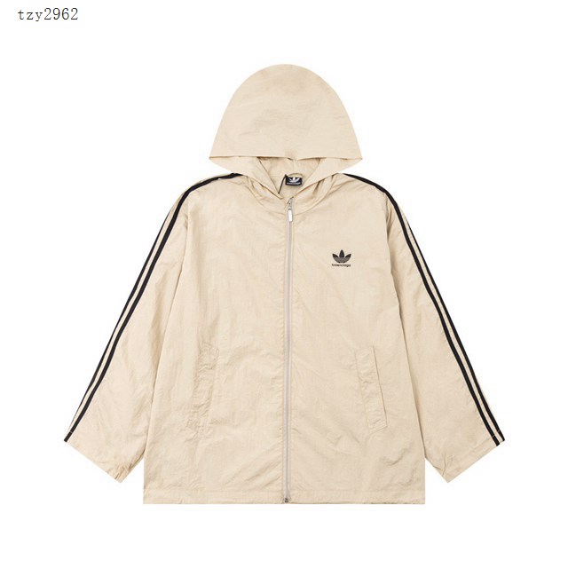 Balenciaga X Adidas專櫃巴黎世家2023FW新款聯名連帽拉鏈風衣外套 男女同款 tzy2962