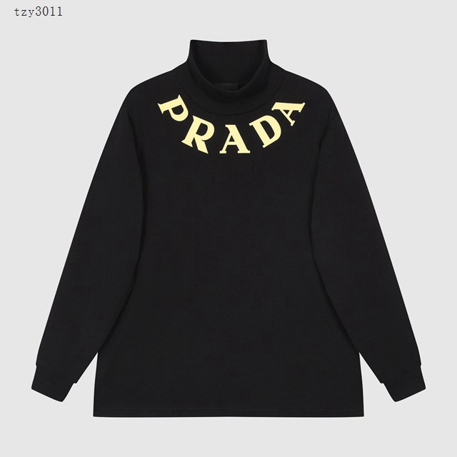 Prada專櫃普拉達2023FW新款印花高領長袖打底衫 男女同款 tzy3011