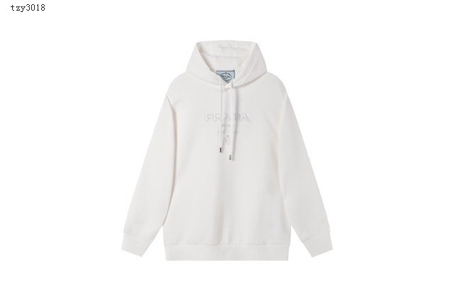 Prada專櫃普拉達2023FW新款刺繡連帽衛衣 男女同款 tzy3018