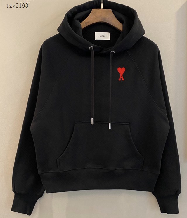 Ami專櫃2023FW新款愛心刺繡插肩連帽衛衣 男女同款 tzy3193