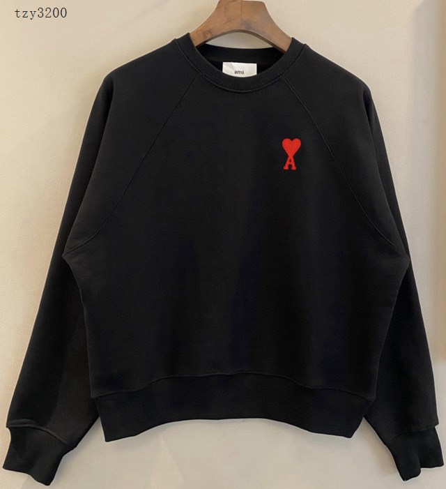 Ami專櫃2023FW新款愛心刺繡插肩圓領衛衣 男女同款 tzy3200