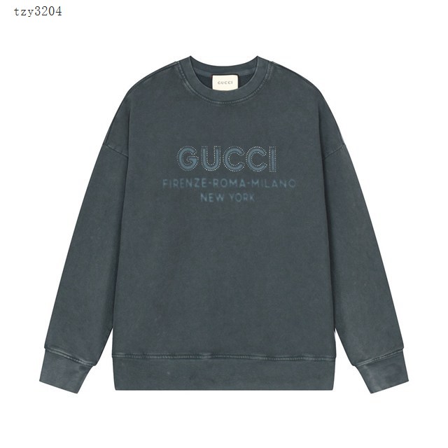 Gucci古奇專櫃古馳2023FW新款重工洗水紮染燙鑽圓領衛衣 男女同款 tzy3204