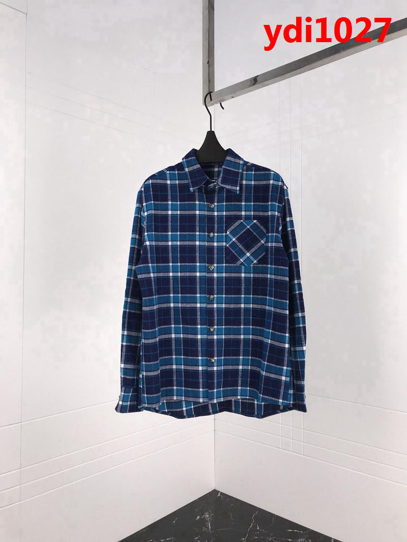 Chrome hearts 克羅心 18ss新款 拼皮格子襯衫 情侶款 ydi1027