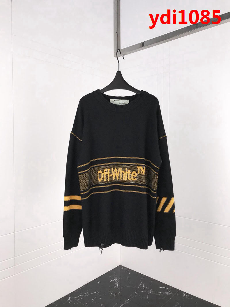 OFF-White18ss秋冬新款 官網同步 落肩剪口破洞羊毛衫 ydi1085