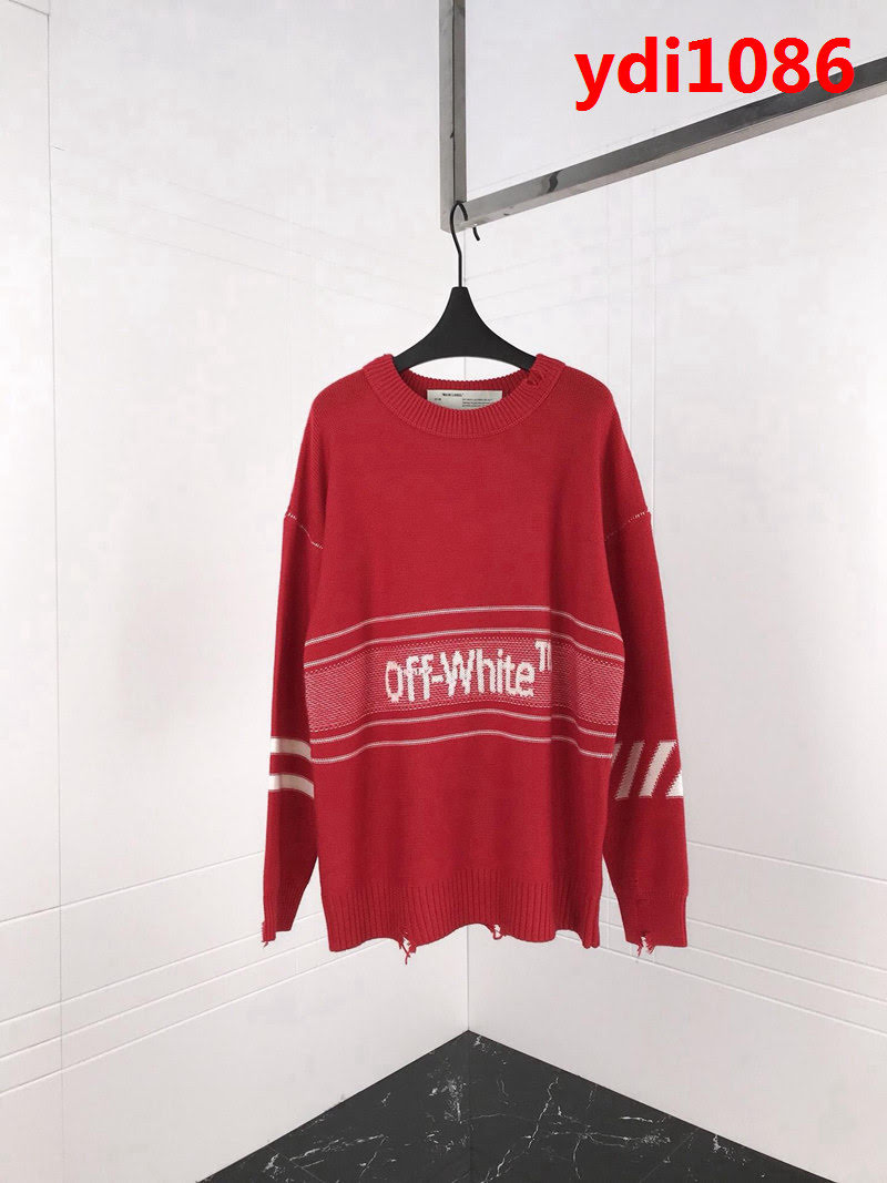 OFF-White18ss秋冬新款 官網同步 落肩剪口破洞羊毛衫 ydi1086