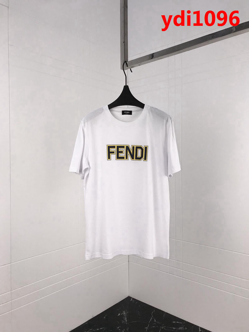 FENDI芬迪 19FW春夏新款 黃色包邊Fendi字母印花短袖 情侶款 ydi1096