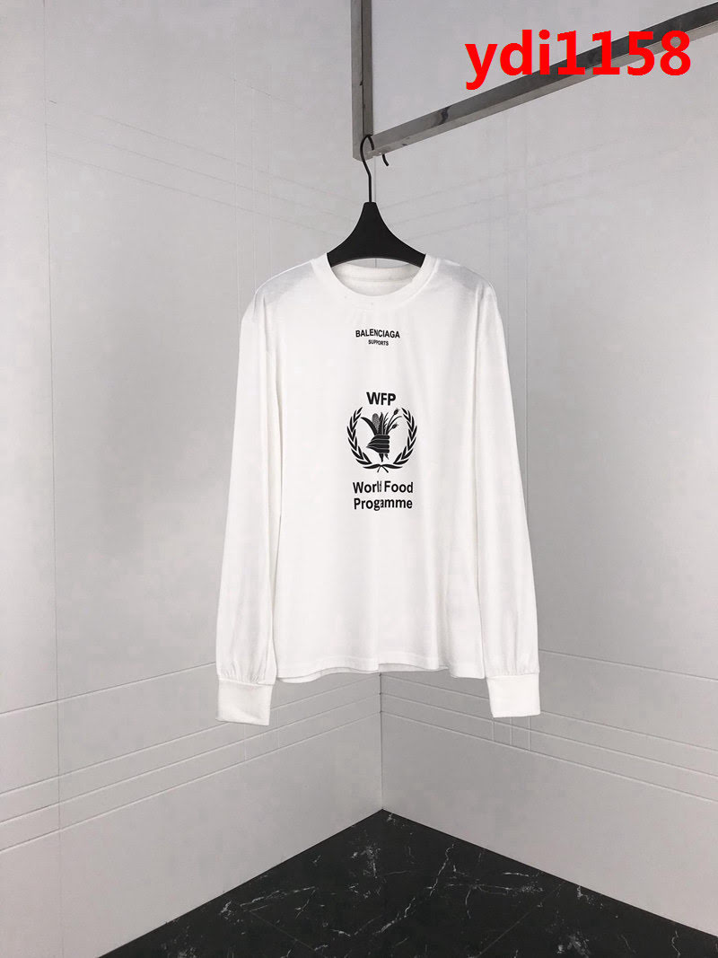 BALENCIAGA巴黎世家 18秋冬新款 世界糧食計畫署 白色長袖T恤 巴黎最新款 情侶款 ydi1158