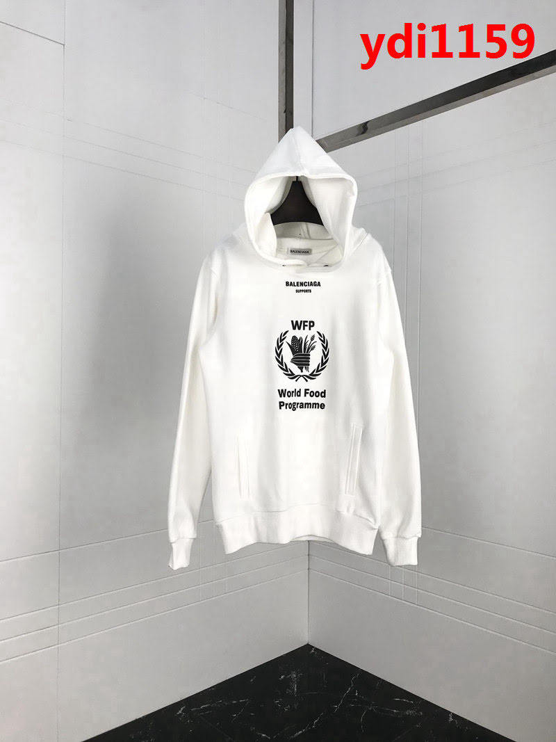 BALENCIAGA巴黎世家 18新款 世界糧食計畫署 秋冬帽衫白色衛衣 情侶款 ydi1159