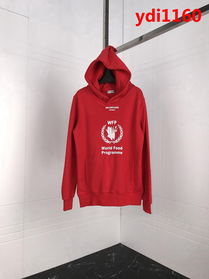 BALENCIAGA巴黎世家 18新款 世界糧食計畫署 秋冬帽衫紅色衛衣 情侶款 ydi1160
