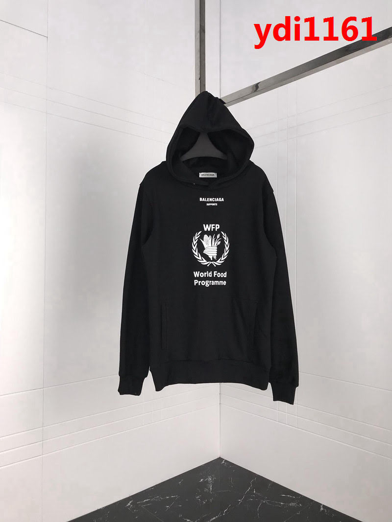 BALENCIAGA巴黎世家 18新款 世界糧食計畫署 秋冬帽衫黑色衛衣 情侶款 ydi1161