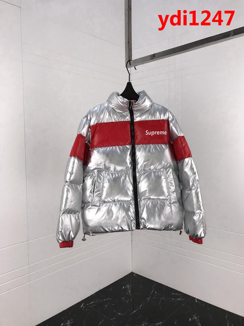 SUPREME  18ss秋冬新款 紅色suP印花搭配亮銀色 加厚棉服 情侶款 ydi1247