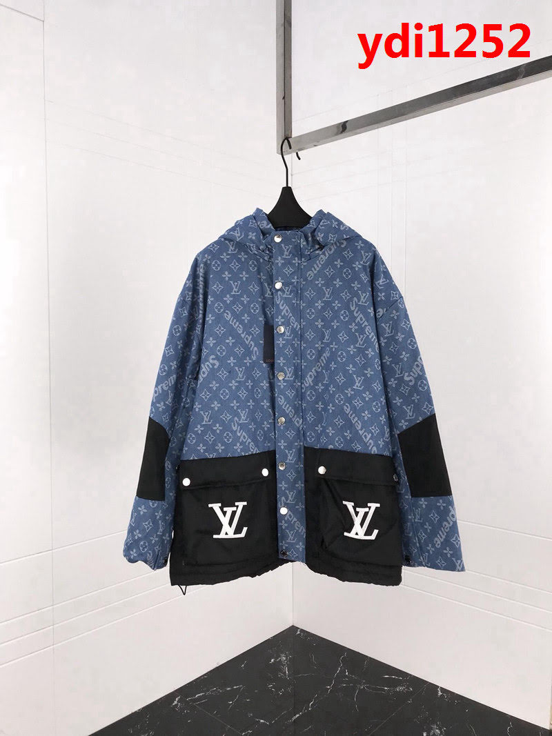 LV路易威登 X suP聯名款 18ss秋冬新款 經典老花Logo 重工刺繡 棉服外套 OS寬鬆版型 情侶款 ydi1252