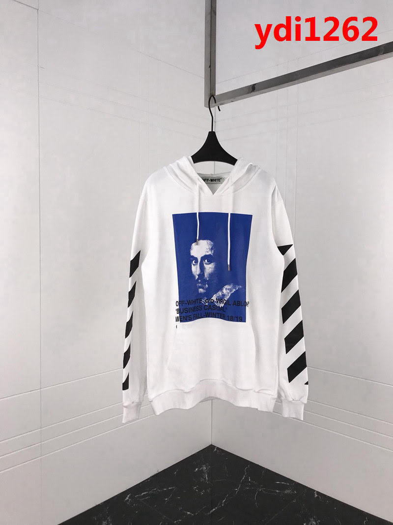 OFF-white18ss秋冬新款 貝爾尼尼人像印花 純棉衛衣 情侶款 ydi1262