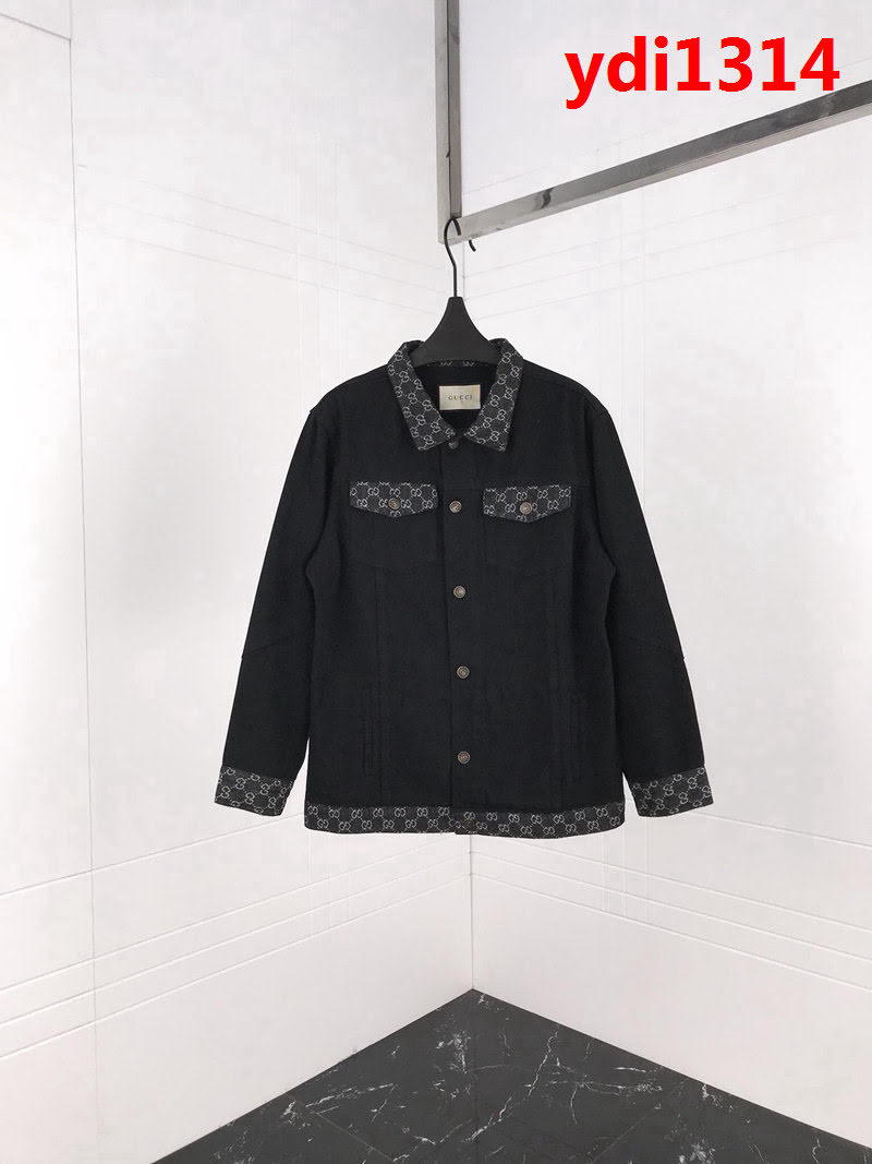 GUCCI古馳 Vintage日版 古著提花拼接 水洗做舊牛仔夾克 情侶款 ydi1314