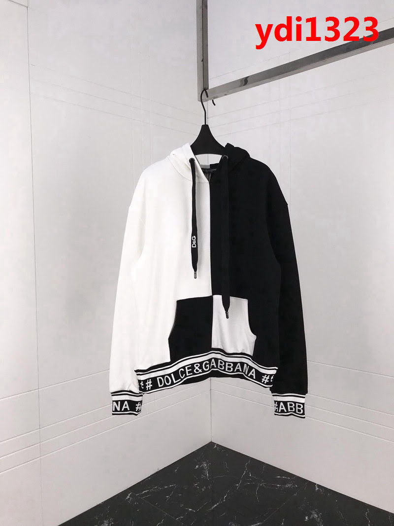 DＧ杜嘉班納 18AW 黑白拼接 字母立體刺繡 連帽衛衣 ins網紅款 ydi1323