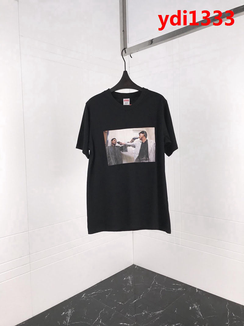 SUPREME 19春夏新款 喋血雙雄 純棉汗布 男款黑色短袖 ydi1333