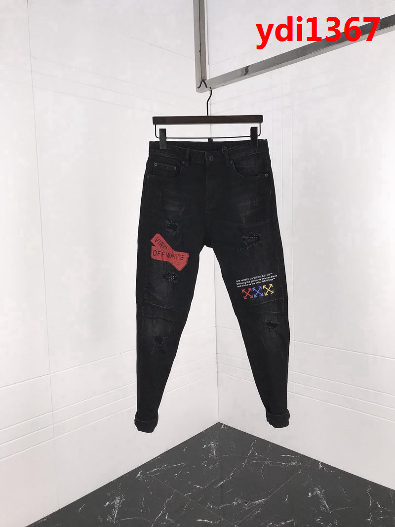 OFF-WHITE 18ss秋冬新款 洗水做舊 男款牛仔褲 ydi1367