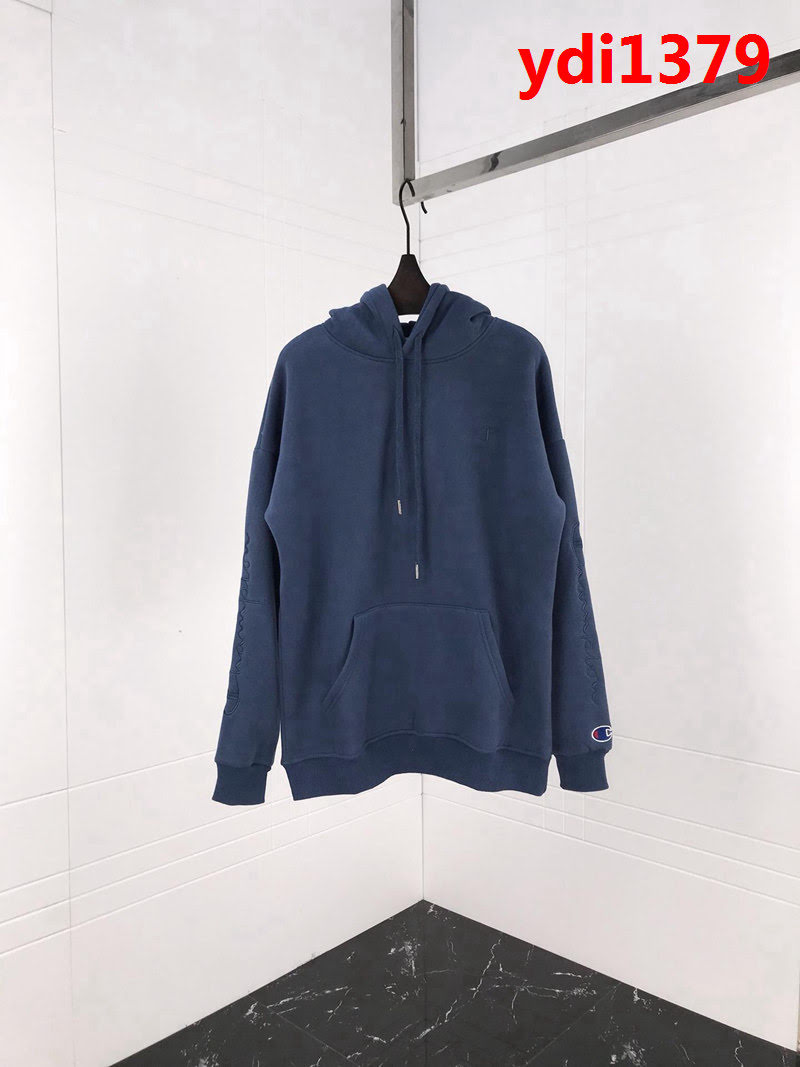 CHAMPION日版冠軍 爆款 手臂刺繡 磨毛抓絨 灰霾藍連帽衛衣 情侶款 ydi1379