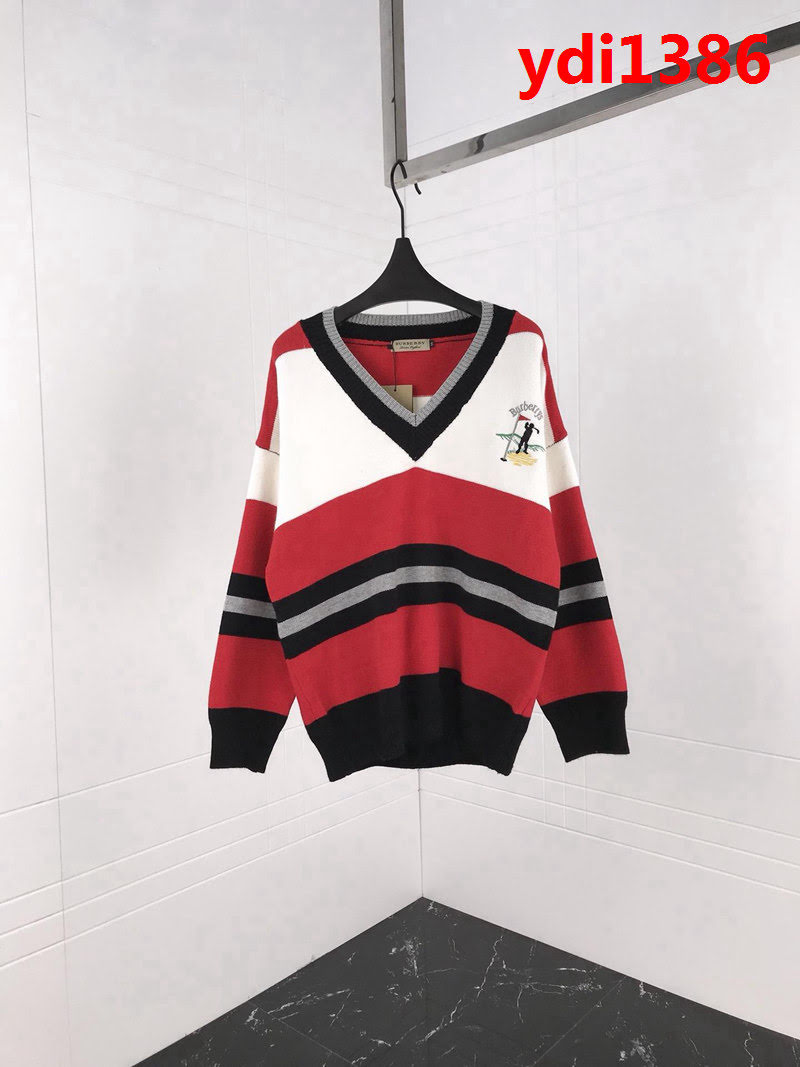 BURBERRY巴寶莉 專櫃同步 18ss秋冬新款 撞色大V淨毛衣 情侶款 ydi1386