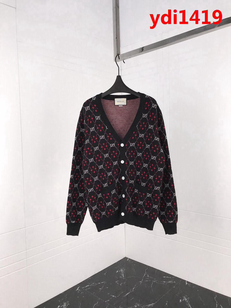 GUCCI古馳 黑紅新配色系列 18ss秋冬新款 全身雙G logo 開衫毛衣 情侶款 ydi1419