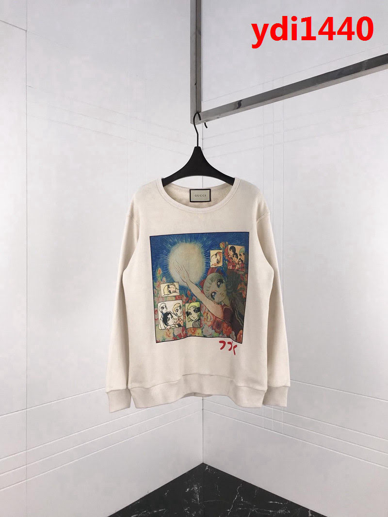 GUCCI古馳 18FW日本限定 二次元漫畫花仙子印花 圓領衛衣 情侶款 ydi1440