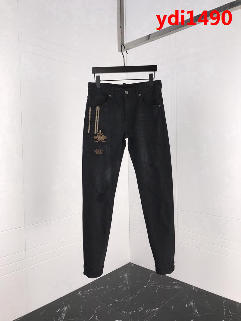 DＧ杜嘉班納 18ss秋冬新款 金絲線皇冠 水洗破洞 男款牛仔褲 ydi1490