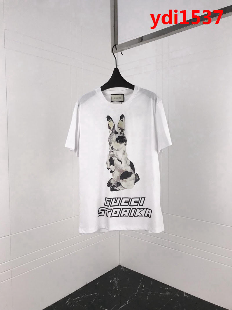 GUCCI古馳 19早春新款 兔子印花 雙股絲光棉短袖 ydi1537