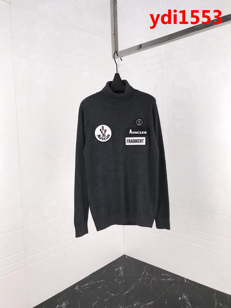 MONCLER蒙口 x 藤原浩合作系列 18年秋冬新款 高領貂絨 魔術貼徽章圖案 男款羊毛衫 ydi1553