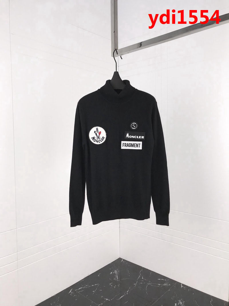 MONCLER蒙口 x 藤原浩合作系列 18年秋冬新款 高領貂絨 魔術貼徽章圖案 男款羊毛衫 ydi1554
