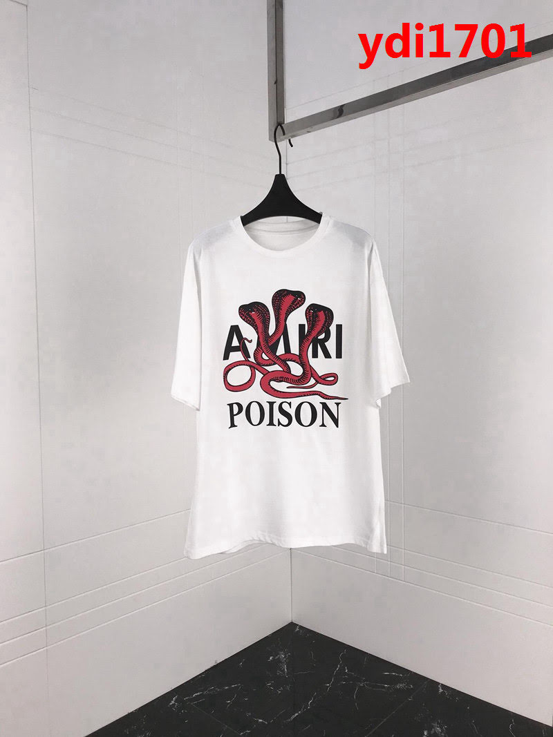 AMIRI阿米裏 19FW早春新款 POISON毒蛇閃粉 OS寬鬆版白色T恤 男女同款 ydi1701