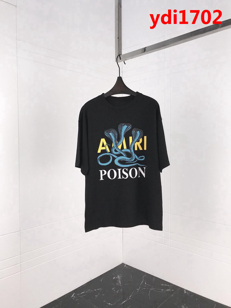 AMIRI阿米裏 19FW早春新款 POISON毒蛇閃粉 OS寬鬆版黑色T恤 男女同款 ydi1702