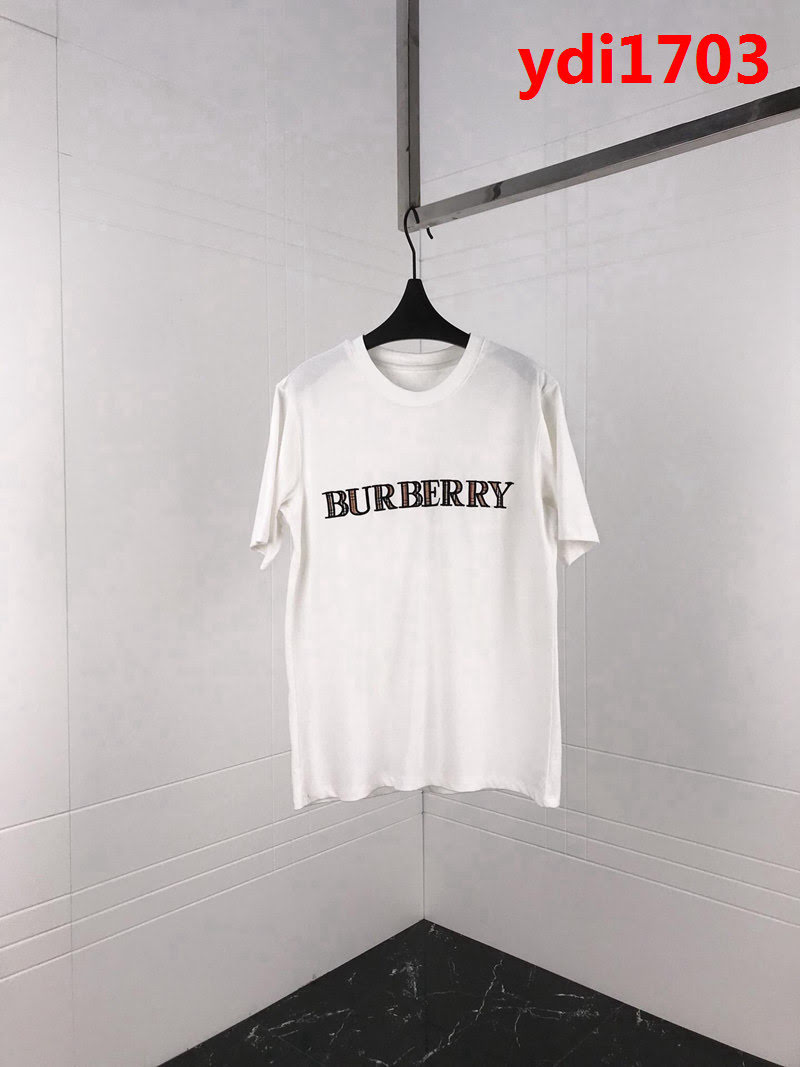BURBERRY巴寶莉 19ss新款 Bbr字母刺繡拼接 格紋純棉汗布短袖 簡約百搭款 男女同款 ydi1703