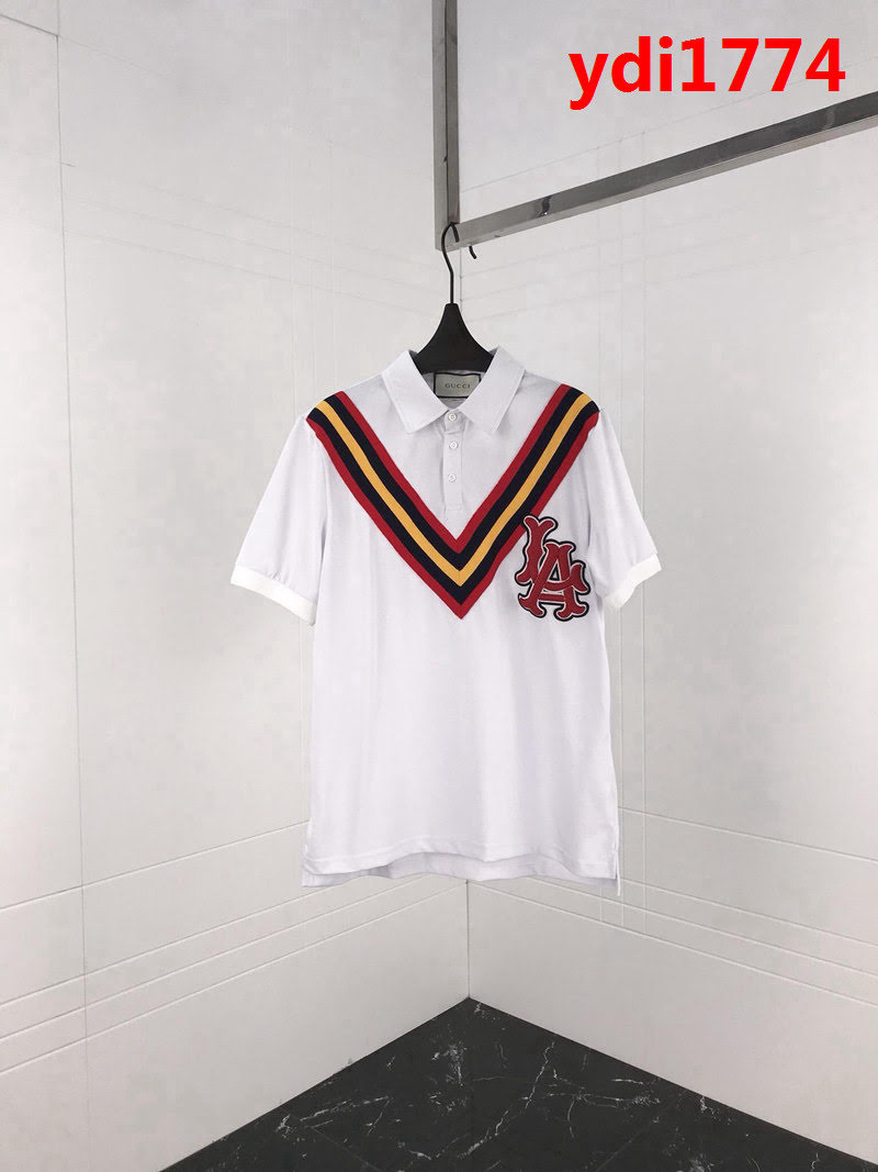 GUCCI古馳 19ss早春新款 絲光珠地棉 男款Polo衫 LA XXV 背後刺繡字母 ydi1774