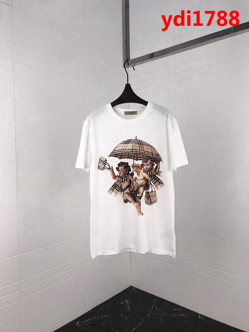 BURBERRY巴寶莉 19ss早春新款 經典格紋 丘比特印花圖案 純棉白色短袖 男女同款 ydi1788