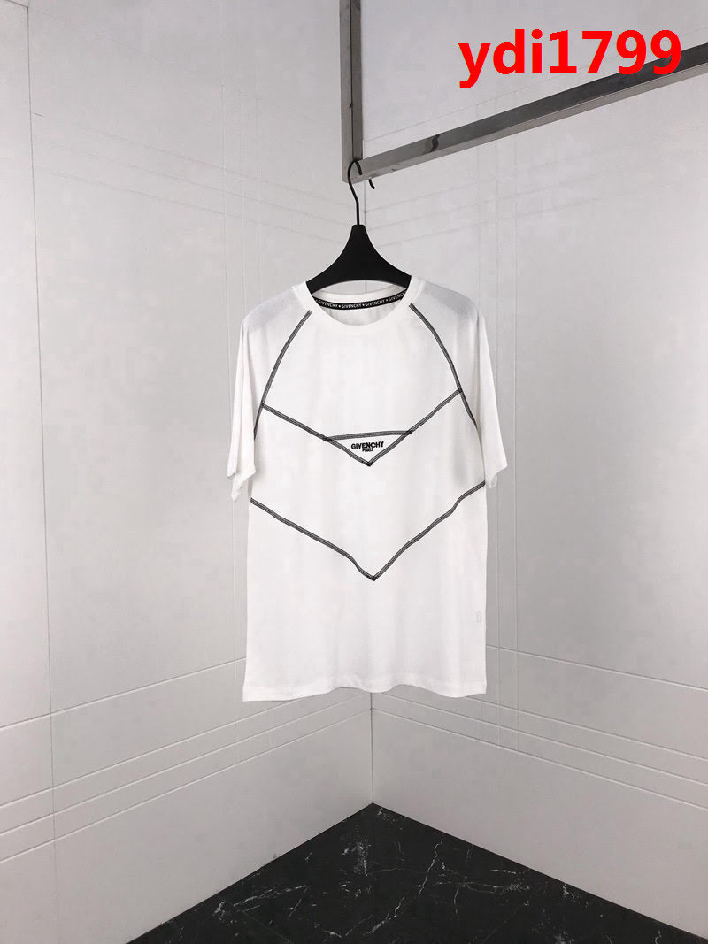 GVC紀梵希 19ss早春新款 定制坎車走線主題 刺繡LOGO 白色絲光棉短袖 情侶款 ydi1799