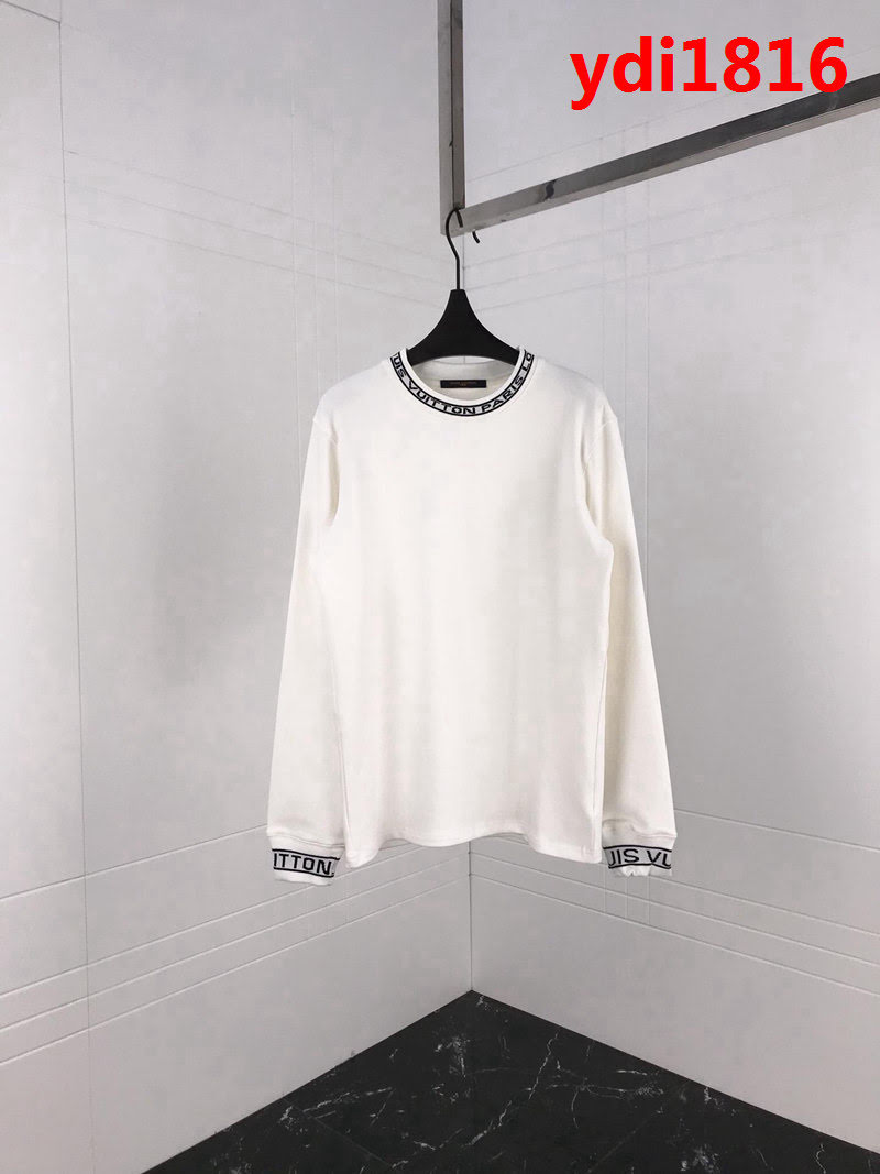 LV路易威登 19SS Virgil 定織字母螺紋 加厚長袖 男款白色打底 Tee ydi1816