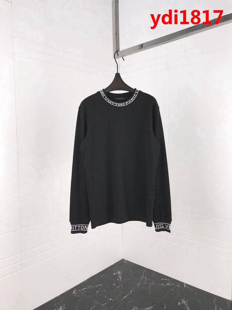 LV路易威登 19SS Virgil 定織字母螺紋 加厚長袖 男款黑色打底 Tee ydi1817
