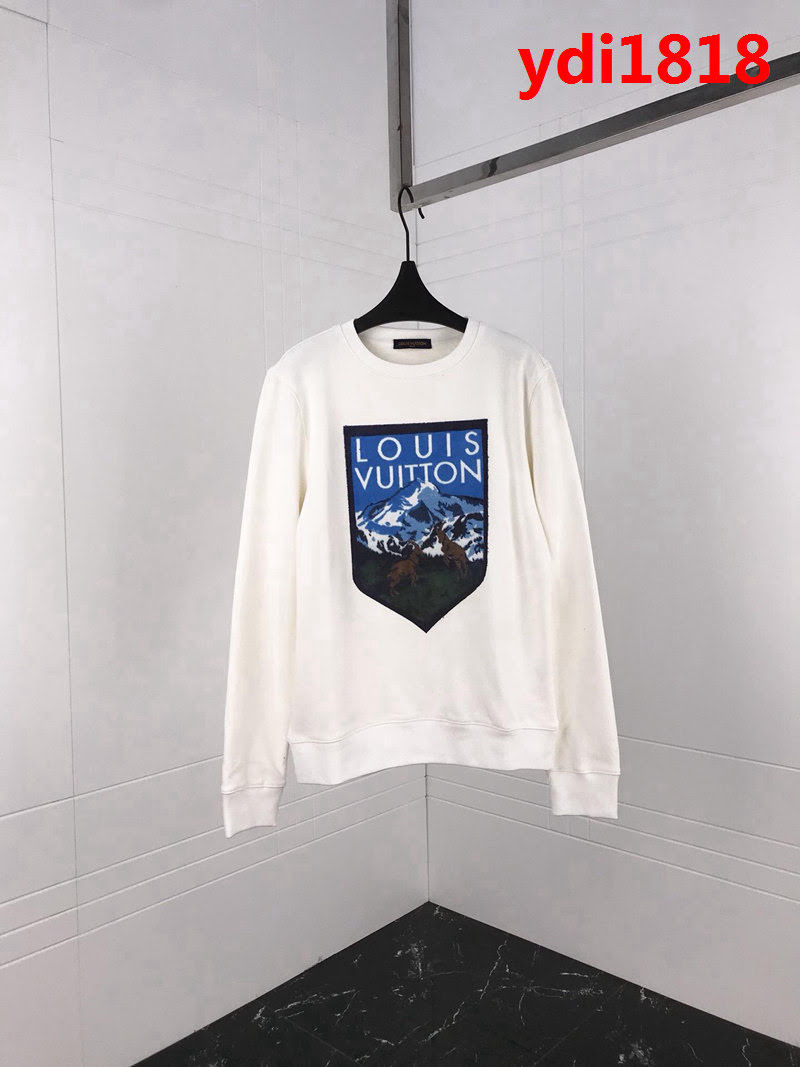 LV路易威登 18ss 國家公園主題 印花絨布 原版加絨 白色男款衛衣 ydi1818