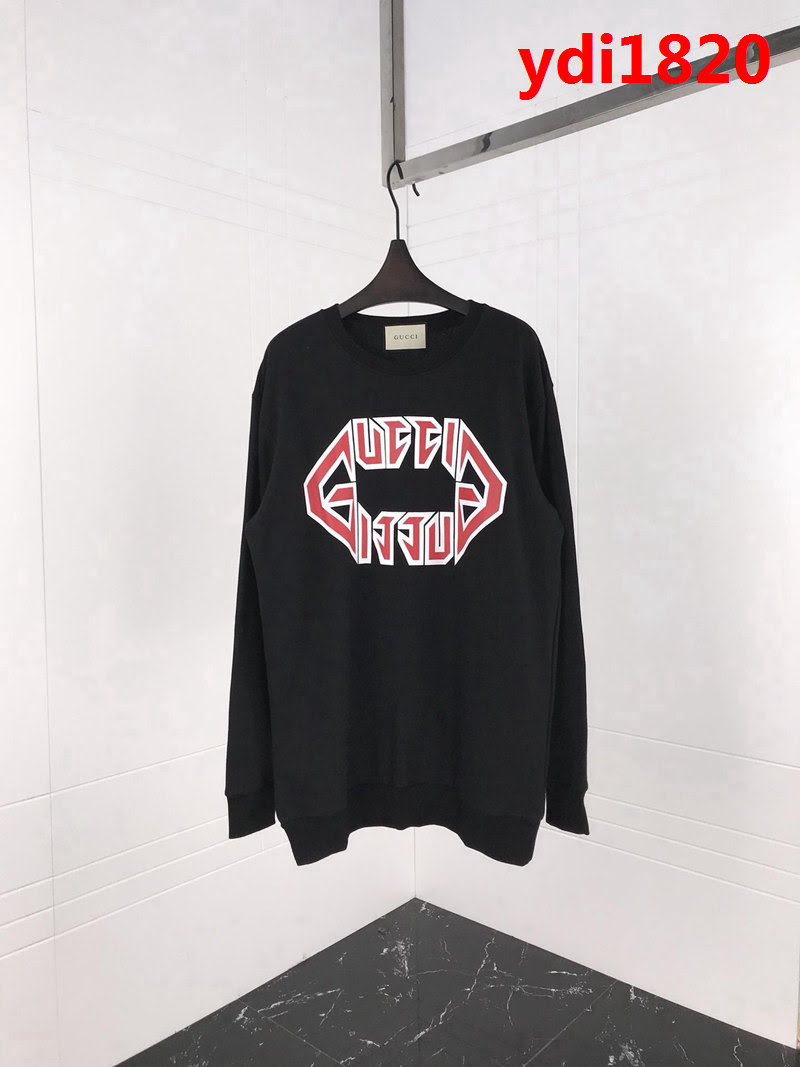 GUCCI古馳 18ss最新款 官網同步 幾何字母圖形印花 毛圈面料衛衣 情侶款 ydi1820