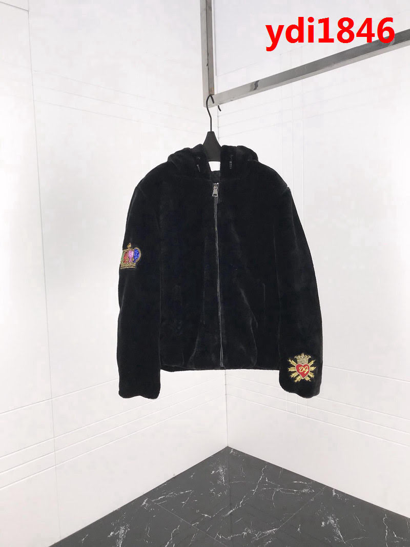 DＧ杜嘉班納 18FW秋冬新款 愛神丘比特燙鑽刺繡logo 毛絨外套 情侶款 ydi1846