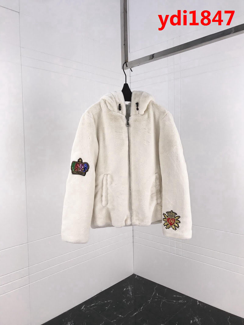 DＧ杜嘉班納 18FW秋冬新款 愛神丘比特燙鑽刺繡logo 毛絨外套 情侶款 ydi1847