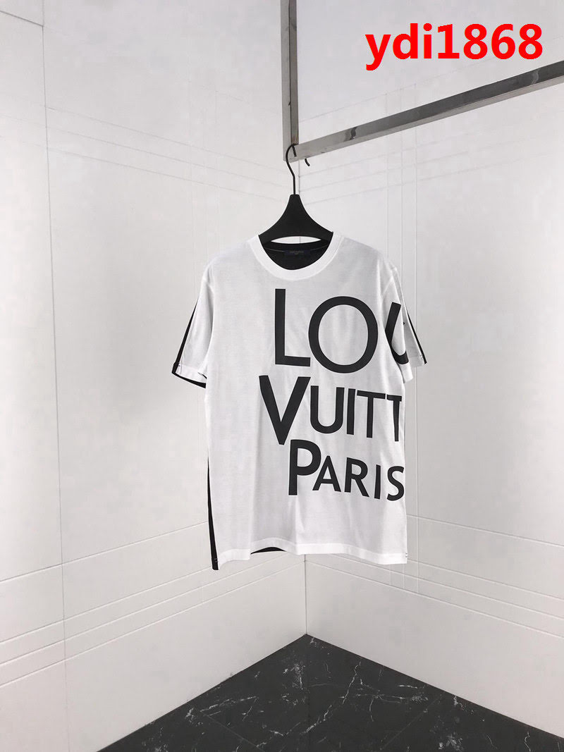 LV路易威登 19ss 國外官網限量款 前後拼色 左側大字母印花 純棉白色短袖 男女同款 ydi1868
