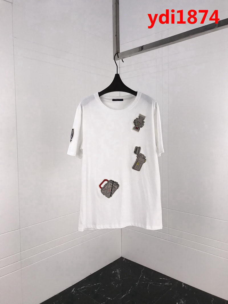 LV路易威登 勳章刺繡貼圖系列 19ss早春新款 百搭款 白色絲光棉短袖 男女同款 ydi1874
