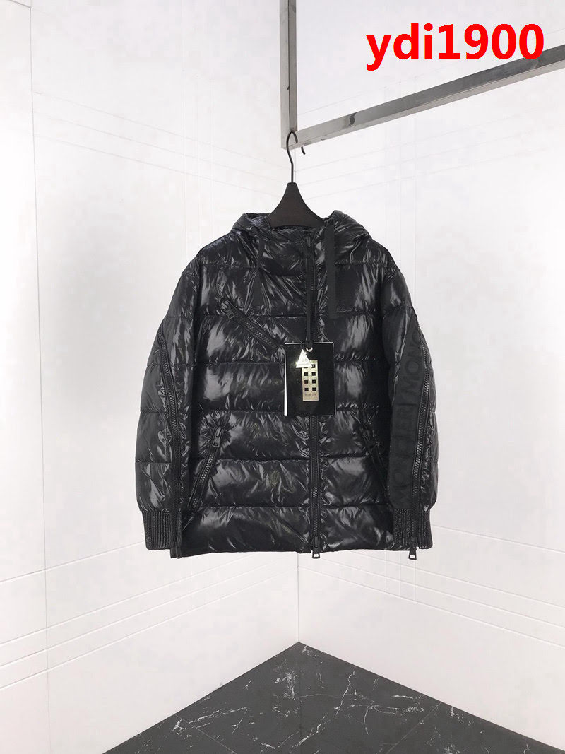 MONCLER蒙口 genius手臂拉鏈字母 植絨羽絨服 黑色 男女同款 ydi1900