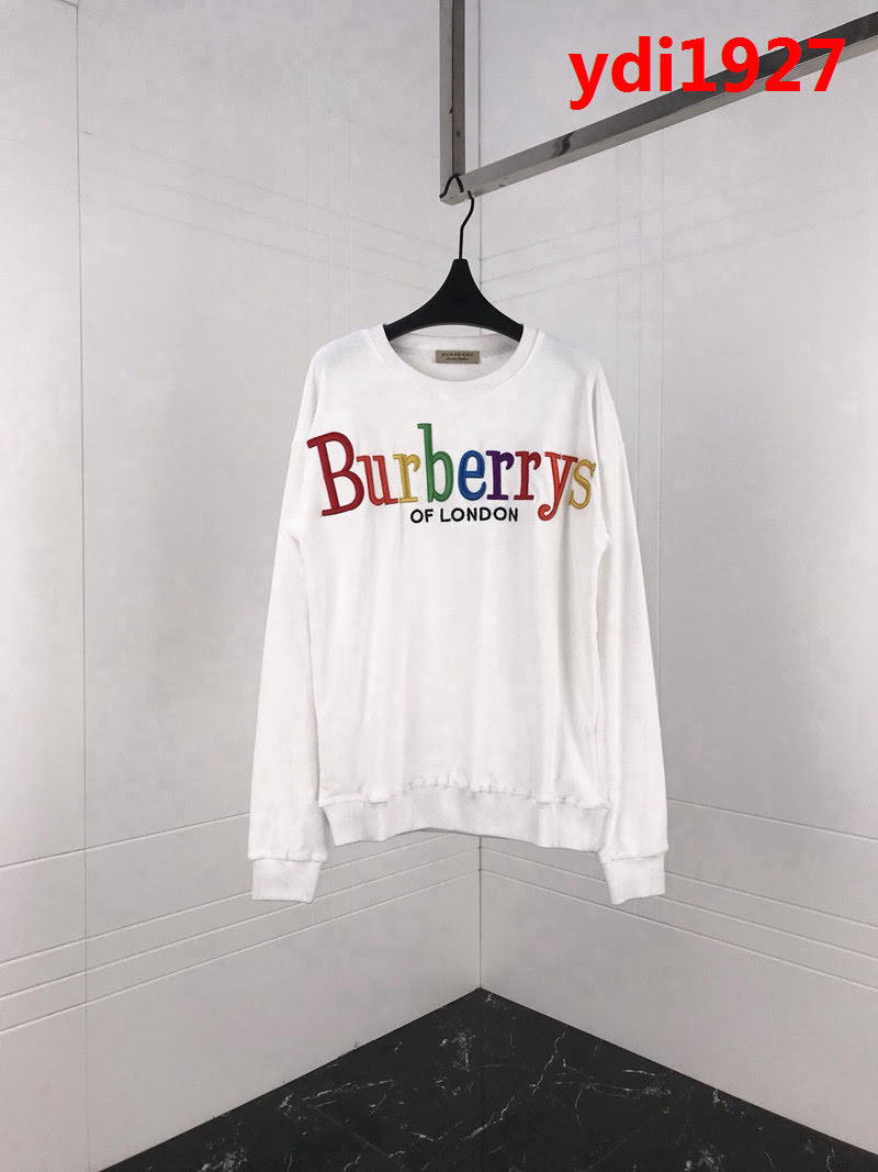 BURBERRY巴寶莉 18ss秋冬 專櫃同步 彩虹字母刺繡 純棉毛巾底 白色絨布衛衣 情侶款 ydi1927