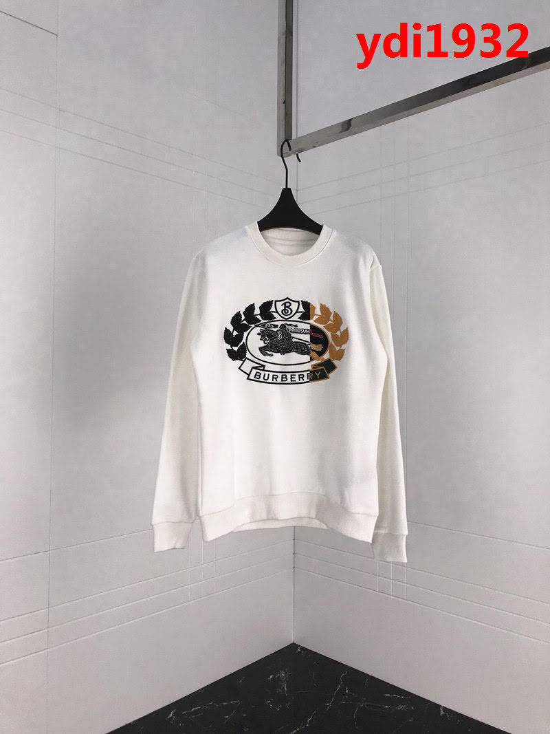 BURBERRY巴寶莉 18秋冬新款 Unisex 麥穗皇冠騎士刺繡logo 白色抓絨衛衣 ydi1932