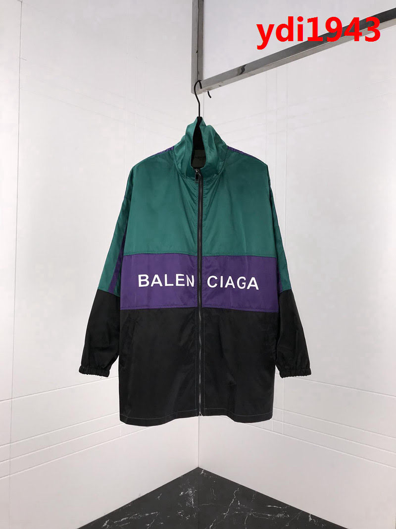 BALENCIAGA巴黎世家 18秋冬綠紫黑 拼接防風 風衣夾克 情侶款 ydi1943