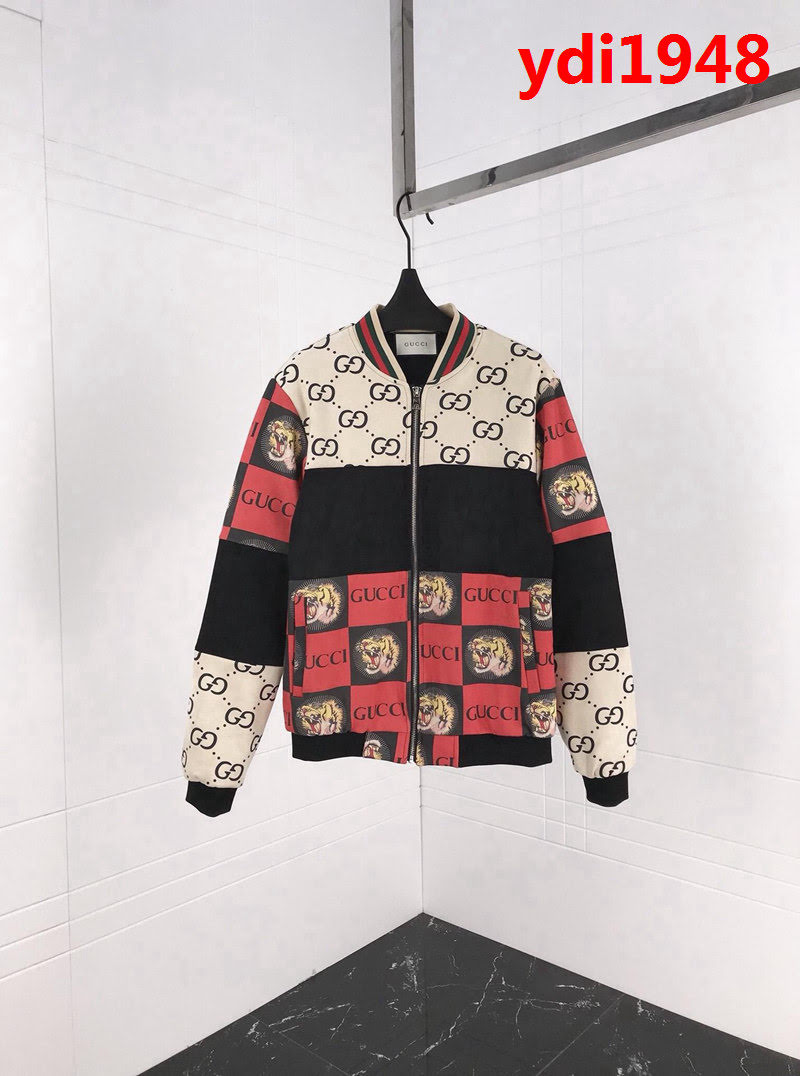 GUCCI古馳 18ss秋冬新款 雙G小logo 羅紋拼色鹿皮絨 加絨夾克外套 情侶款 ydi1948