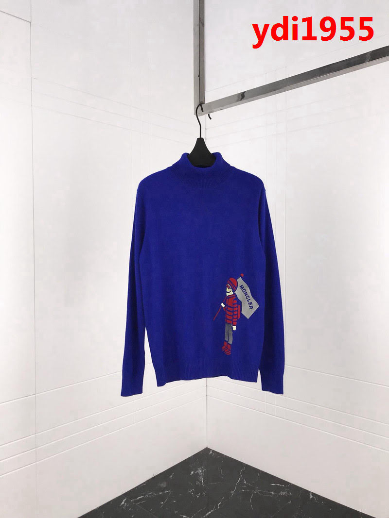 MONCLER蒙口 18ss秋冬新款 滑雪主題圖案 高領 藍色貂絨 男款羊毛衫 ydi1955
