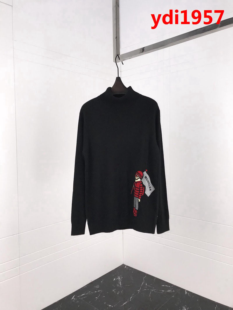 MONCLER蒙口 18ss秋冬新款 滑雪主題圖案 高領 黑色貂絨 男款羊毛衫 ydi1957